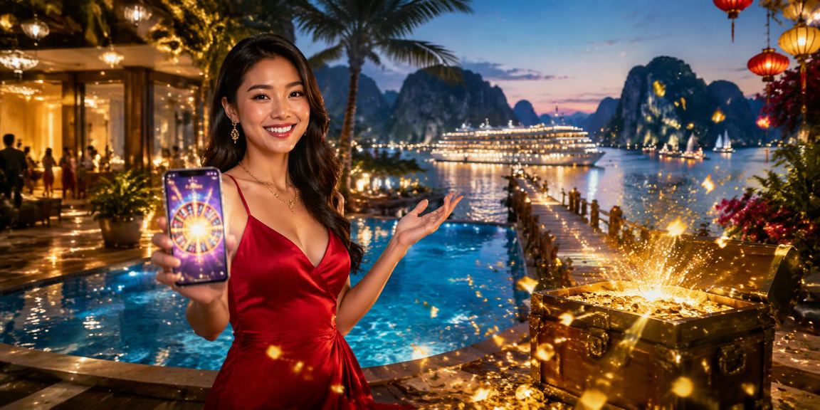 Cảnh đặt cược casino sôi động tại Việt Nam trong không khí đêm náo nhiệt